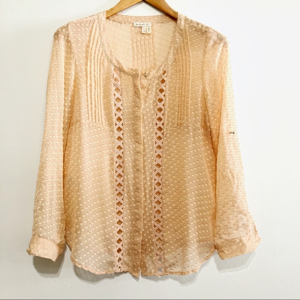 Meadow Rue Peach Long Sleeve Button Down